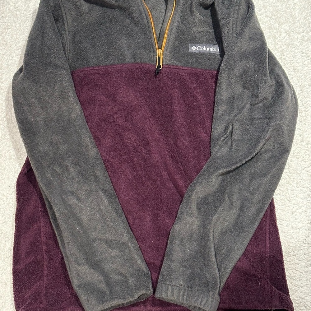 Men’s Small Columbia Gray and Purple Quarter Zip Sweater with Mock Neck